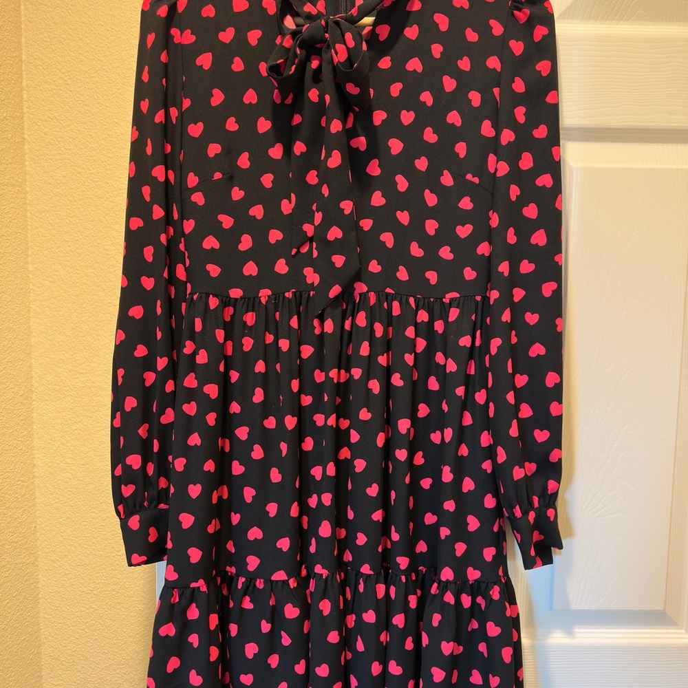 Kate Spade Black Dress with Pink Heart Pattern